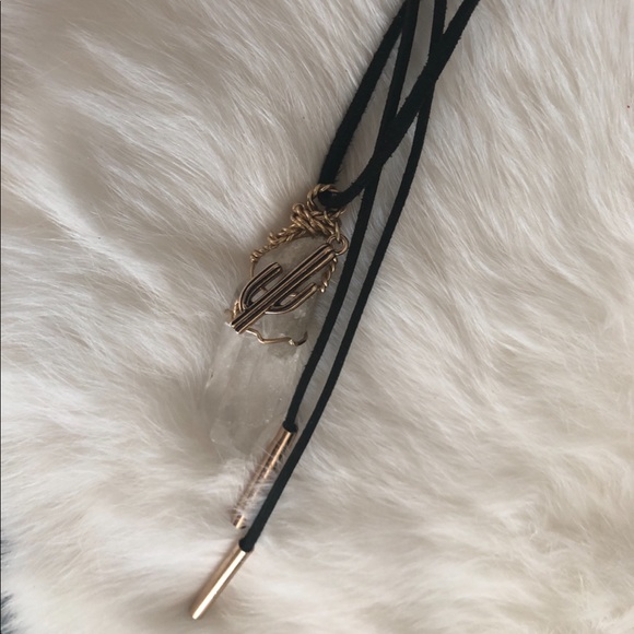 Choker/Dangle Necklace w/ Quartz & Cactus Charm - Picture 2 of 3